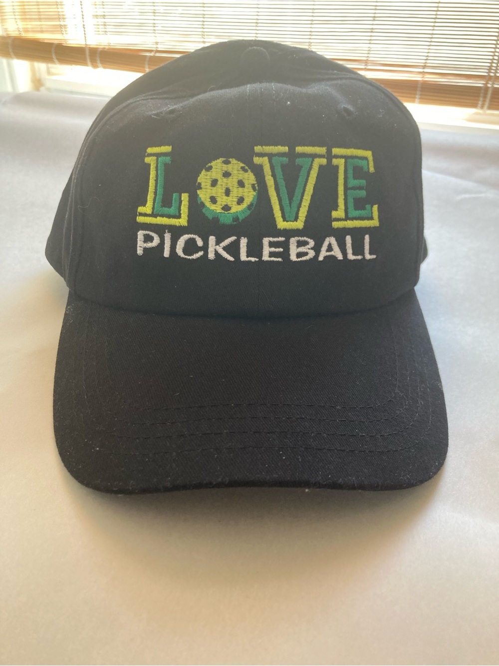 Pickleball Baseball Cap Black Adjustable Love Pickleball Hat Sporty 100% cotton